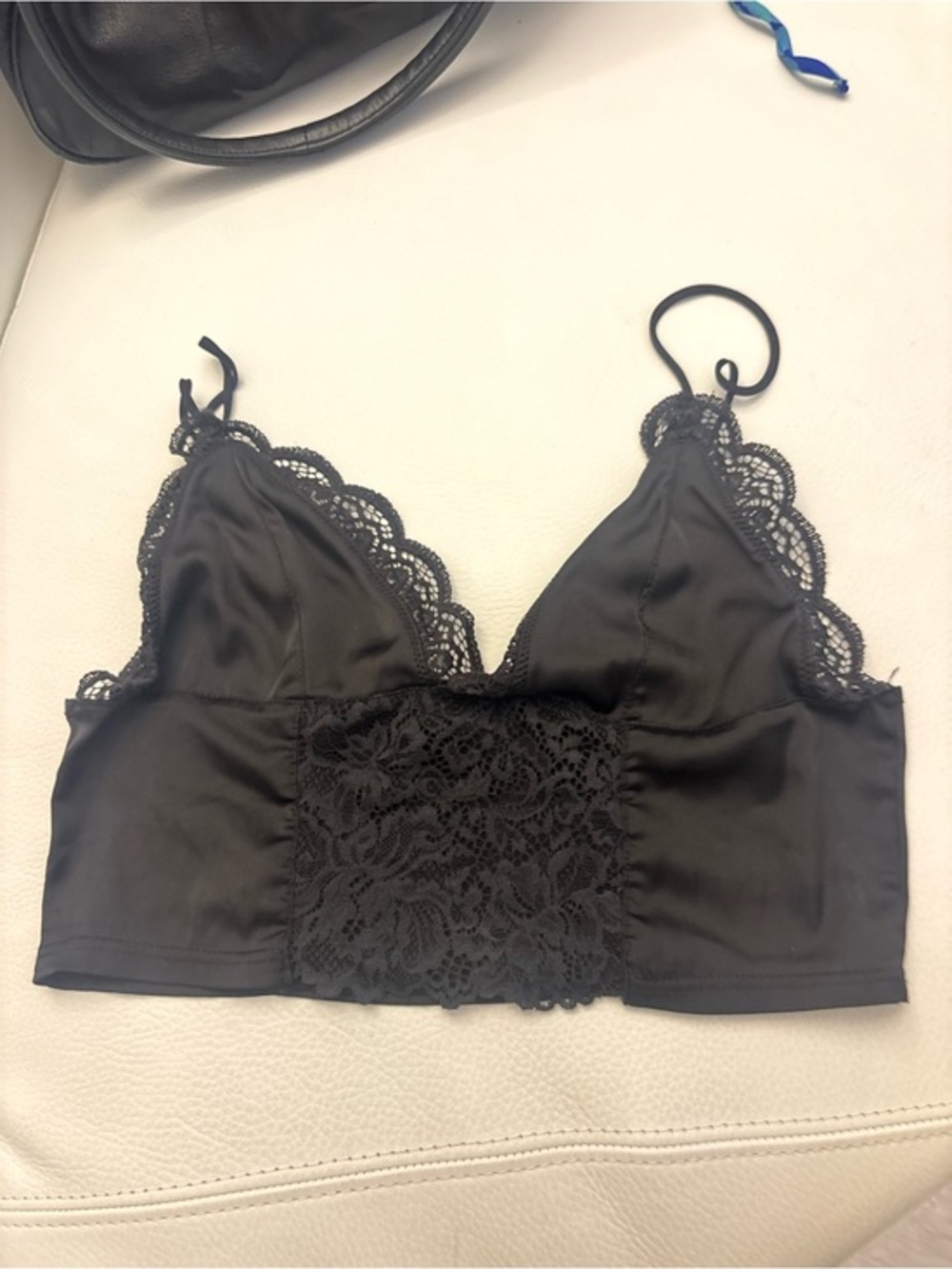 Zara Black Satin Lace Bralette